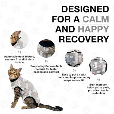 BellyGuard Recovery Suit for Cats Post Surgery- GREY