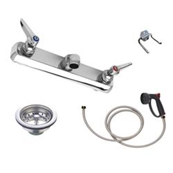 Tub Plumbing Complete Set-up 8″ Center with Hose, Sprayer & "S" Style Nozzle by PetLift
