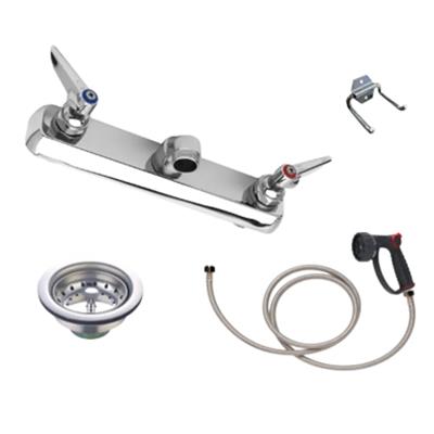 Tub Plumbing Complete Set-up 8″ Center with Hose, Sprayer & "S" Style Nozzle by PetLift