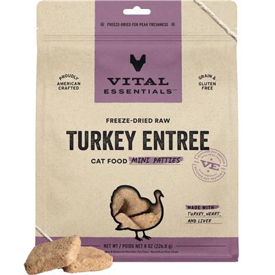 Vital Essentials Cat Freeze Dried Mini Patties Raw Turkey 15Oz