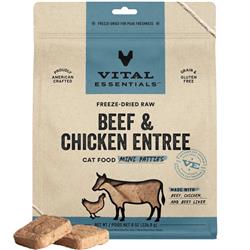 Vital Essentials Cat Freeze Dried Mini Patties Raw Beef & Chicken 15Oz