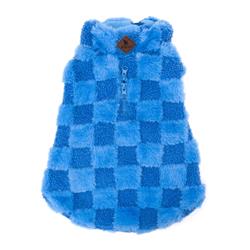 Blue Fur Check 1/2 Zip Pullover