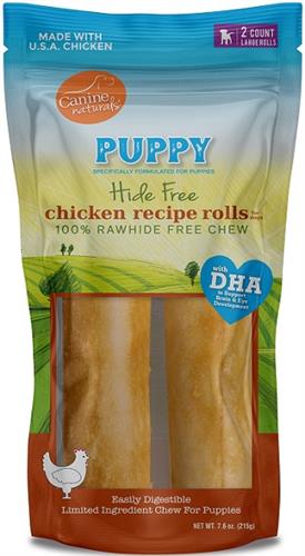 Canine Natural Hide Free Dog 7" Puppy Chicken Rolls 2Ct