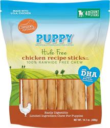 Canine Natural Hide Free Dog 5" Puppy Chicken Stick 40Ct