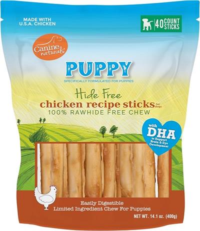 Canine Natural Hide Free Dog 5" Puppy Chicken Stick 40Ct