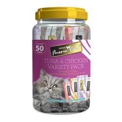 Fussie Cat Puree .5oz. Tuna Chicken Variety Pack 50Ct Purple Jar
