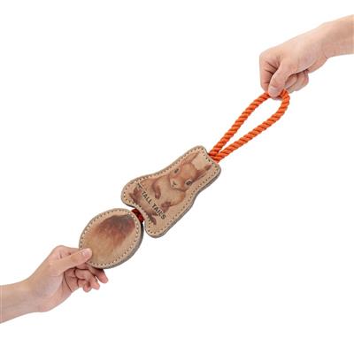 Tall Tails Natural Leather Color Jointed Squirrel Tug - 16"