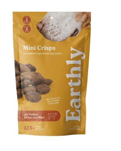 Earthly Dog Mini Crisps Millet & Beef 2.5oz.