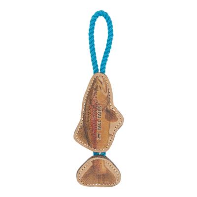 Tall Tails Dog Natural Leather Color Jointed Trout Tug, 16in.