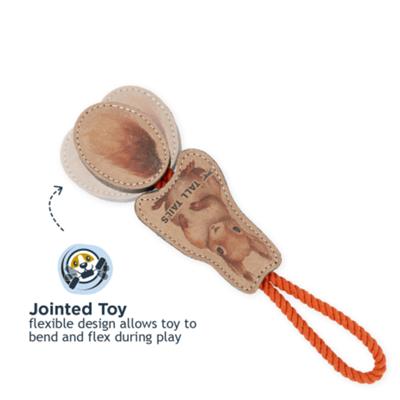 Tall Tails Dog Natural Leather Color Jointed Squirrel Tug, 16in.
