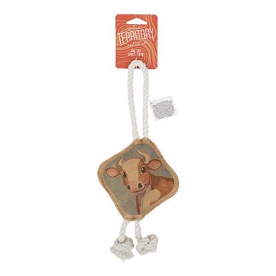 Territory Dog Natural Leather Color Cow Tug Toy 14in.