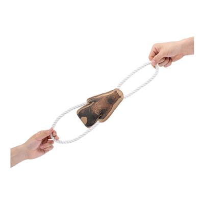 Territory Dog Natural Leather Color Grizzly Bear Tug Toy 14in.