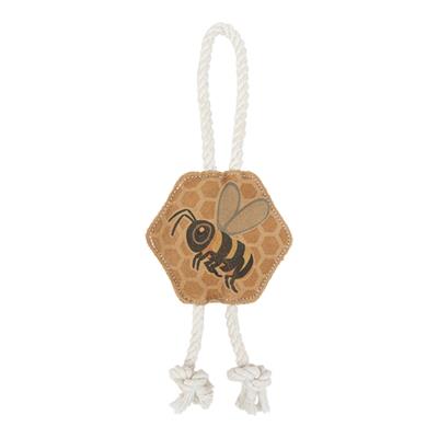 Territory Dog Natural Leather Color Bee Tug Toy 14in.