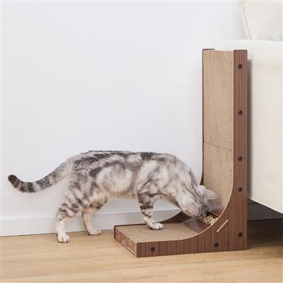 PetPals® Poly Angled Cat Scratcher with Replaceable Corrugated Inserts, Rattan Toys, and Adjustable Stabilizers