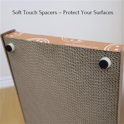 PetPals® Poly Angled Cat Scratcher with Replaceable Corrugated Inserts, Rattan Toys, and Adjustable Stabilizers