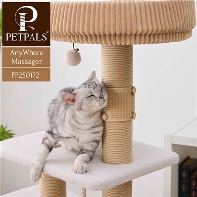 PetPals® Anywhere Massager with Adjustable Bands, Soft Silicone Bristles, Fits Cat Trees, Furniture & More, Easy-to-Clean Design