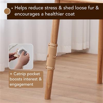 PetPals® Anywhere Massager with Adjustable Bands, Soft Silicone Bristles, Fits Cat Trees, Furniture & More, Easy-to-Clean Design