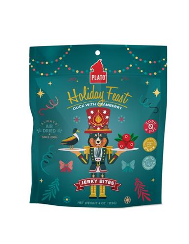 Plato Pet Treats Holiday Feast Duck With Cranberry Jerky Dog Treat 4oz