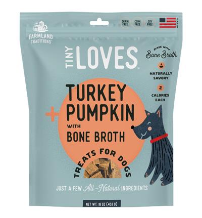 Farmland Traditions Tiny Loves Turkey and Pumpkin w/Bone Broth Dog Treats 1ea/16oz.