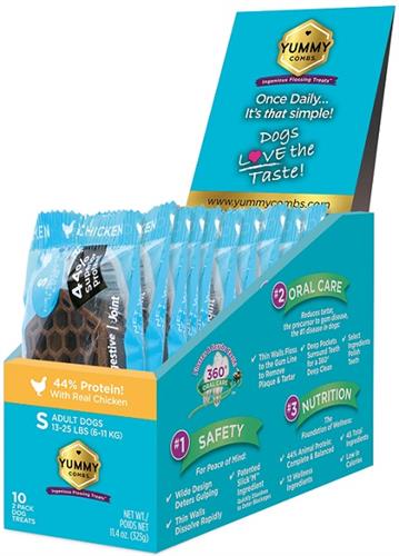 Yummy Combs Dog Dental Chicken Flavor- Small 10Ct Trial Display