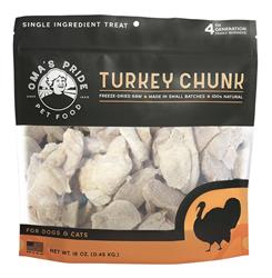 Omas Pride Dog Cat Freeze-Dried Turkey Breast Chunks 16oz.