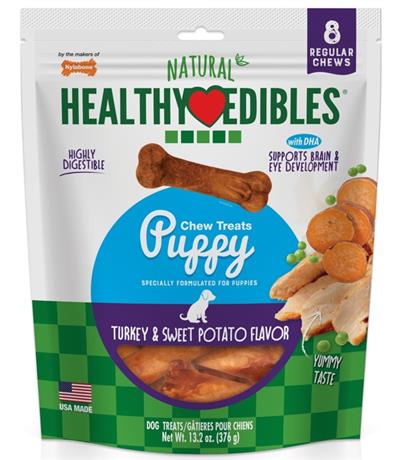 Nylabone Healthy Edibles Puppy Turkey  Sweet Potato Dog Chew Treats Turkey  Sweet Potato, SMall/Regular  Up To 25 Ibs. 8 ct