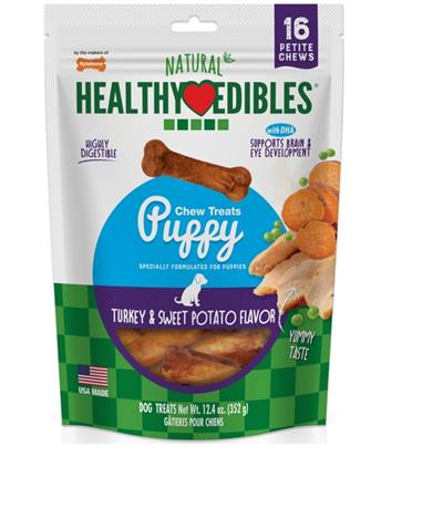 Nylabone Healthy Edibles Puppy Turkey  Sweet Potato Dog Chew Treats Turkey  Sweet Potato, XS/Petite  Up To 15 Lbs. 16 ct