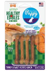 Nylabone Healthy Edibles Puppy Turkey  Sweet Potato Dog Chew Treats Turkey  Sweet Potato, XS/Petite  Up To 15 Lbs. 4 ct