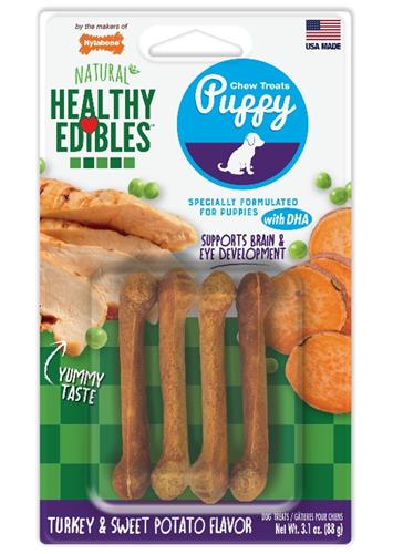 Nylabone Healthy Edibles Puppy Turkey  Sweet Potato Dog Chew Treats Turkey  Sweet Potato, XS/Petite  Up To 15 Lbs. 4 ct