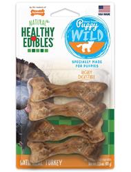 Nylabone Healthy Edibles WILD Puppy Natural Long Lasting Turkey Dog Chew Treats Turkey, SMall/Regular  Up To 25 Ibs. 4 ct