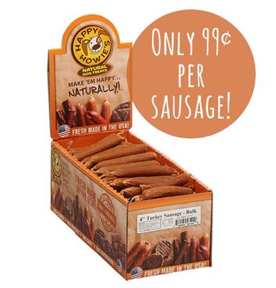 Happy Howie Dog Turkey Sausage 4 Inch 80 Pack