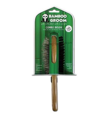 Bamboo Groom Combo Brush with Bristles and Pins Large