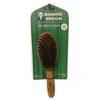 Bamboo Groom Oval Boar Bristle Brush Large