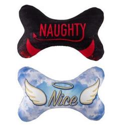 Naughty & Nice Plush Squeaker Bone Toy