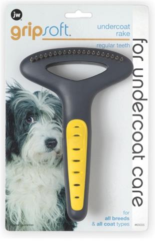 JW Pet Undercoat Rake Grey, Yellow 1ea/Regular Teeth
