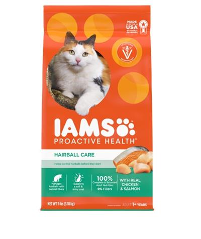 IAMS Proactive Health Hairball Care Adult Dry Cat Food Chicken & Salmon 7lb