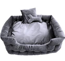 Goo-Eez Luxury Velour Pet Bed w/  Accessories Charcoal 28in.