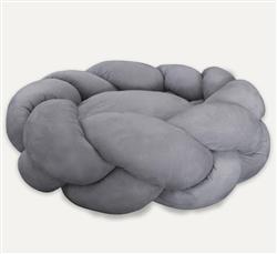 Goo-Eez Round Braided Suede Pet Bed Light Gray 24in.
