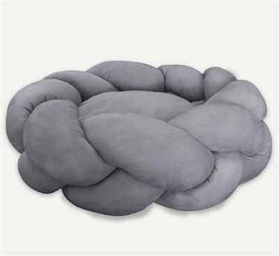 Goo-Eez Round Braided Suede Pet Bed Light Gray 24in.