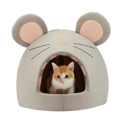 Outward Hound Novelty Pet Hut Covered Domed Cat Bed Grey Mouse, 1ea/One Size