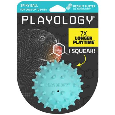 SPIKY SQUEAKY CHEW BALL PEANUT BUTTER MD
