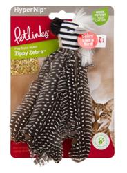 Petlinks Safari HappyNip Zippy Zebra Feathers Catnip Toy Black/White 1ea/MD