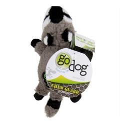 Godog Flatz Raccoon Squeaky Plush Flattie Dog Toy Grey XSmall