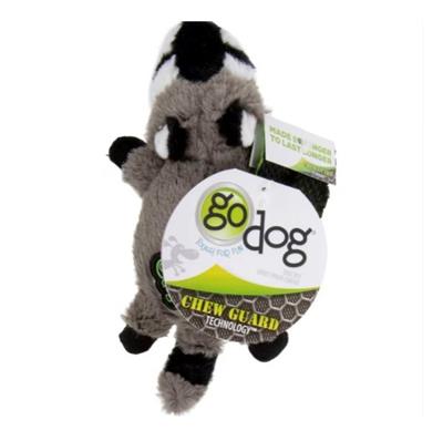 Godog Flatz Raccoon Squeaky Plush Flattie Dog Toy Grey XSmall