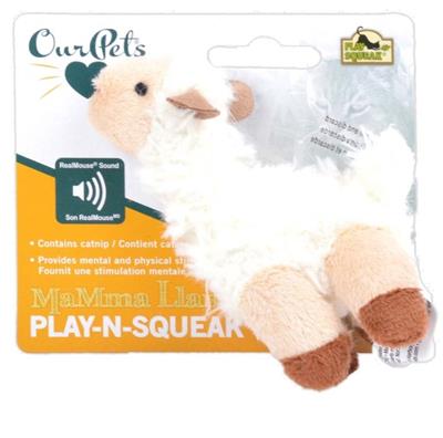 OurPets Play N Squeak llama Catnip Toy White, Brown 1ea