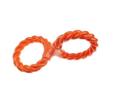 Infinity TPR/Rope Double Ring Twist Tug Toy Orange 12in.