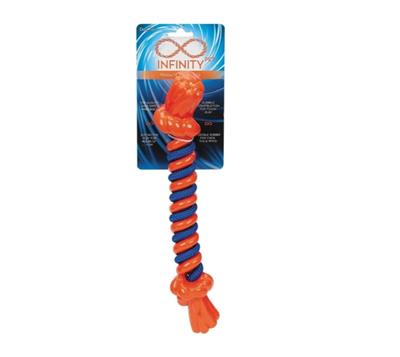 Infinity TPR/Rope Bone Dog Toy Orange Large 14in.