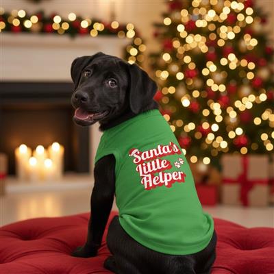 Santa's Little Helper Dog Shirt - Green
