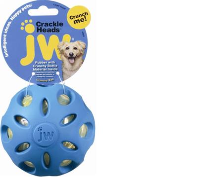 JW Pet Crackle Heads Crackle Ball Dog Toy Assorted 1ea/LG
