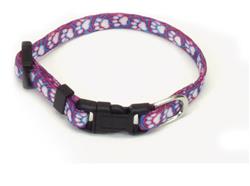 Coastal Lil Pals Adjustable Patterned Collar Light Blue Paw 5/16X8-12In